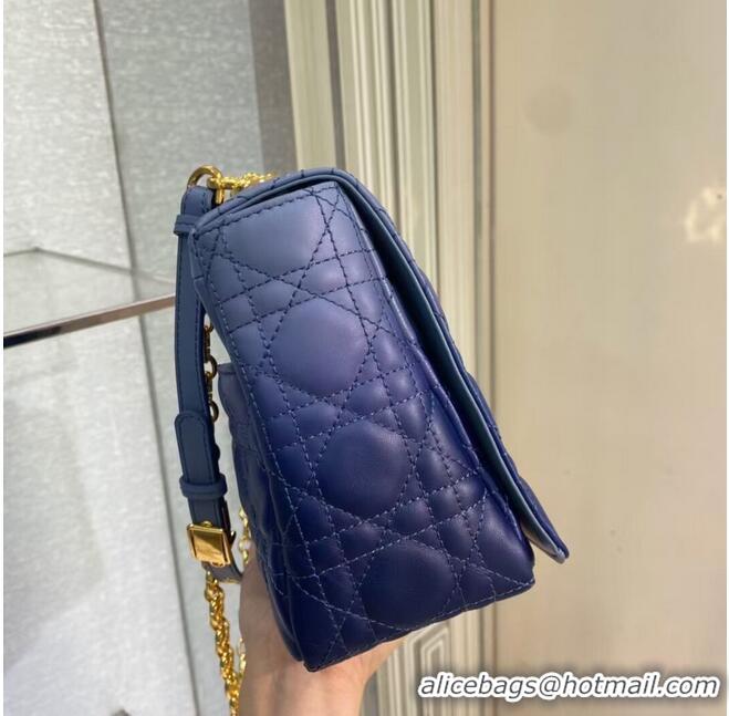 Free Shipping LARGE DIOR CARO BAG Indigo Blue Gradient Cannage Lambskin M9243U