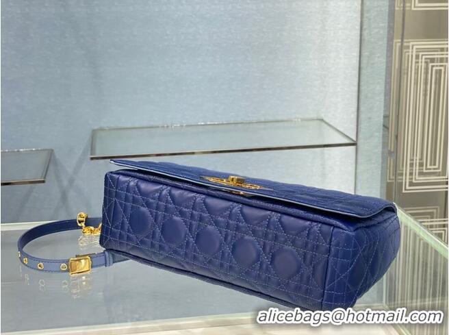 Free Shipping LARGE DIOR CARO BAG Indigo Blue Gradient Cannage Lambskin M9243U