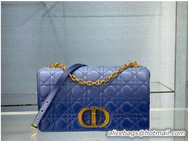 Free Shipping LARGE DIOR CARO BAG Indigo Blue Gradient Cannage Lambskin M9243U