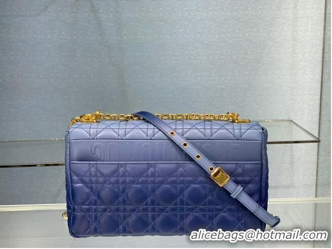 Free Shipping LARGE DIOR CARO BAG Indigo Blue Gradient Cannage Lambskin M9243U