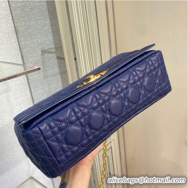 Free Shipping LARGE DIOR CARO BAG Indigo Blue Gradient Cannage Lambskin M9243U