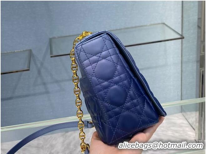 Free Shipping LARGE DIOR CARO BAG Indigo Blue Gradient Cannage Lambskin M9243U