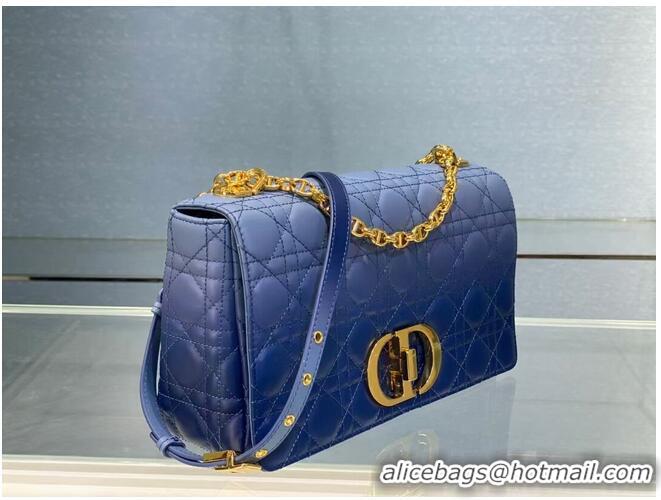 Free Shipping LARGE DIOR CARO BAG Indigo Blue Gradient Cannage Lambskin M9243U