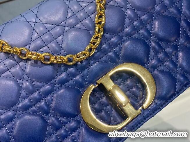 Free Shipping LARGE DIOR CARO BAG Indigo Blue Gradient Cannage Lambskin M9243U