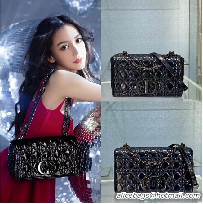 Buy Fashion LARGE DIOR CARO BAG Imported wax skin M9243 black