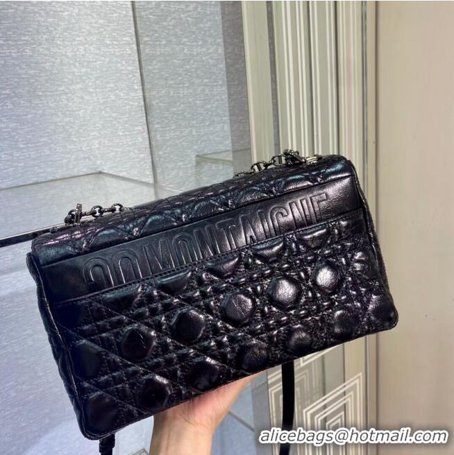 Buy Fashion LARGE DIOR CARO BAG Imported wax skin M9243 black