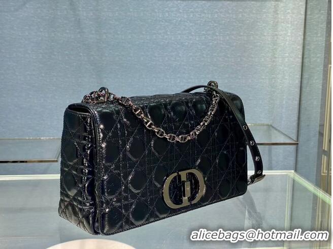 Buy Fashion LARGE DIOR CARO BAG Imported wax skin M9243 black