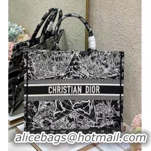 Spot Discount DIOR BOOK TOTE Black and white globe Embroidery M1286ZR