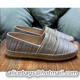 Low Price Dior Granville Espadrilles in Multicolor Metallic Thread Embroidered Cotton 061139