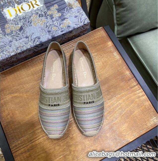 Low Price Dior Granville Espadrilles in Multicolor Metallic Thread Embroidered Cotton 061139