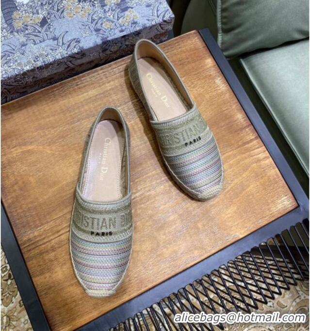 Low Price Dior Granville Espadrilles in Multicolor Metallic Thread Embroidered Cotton 061139