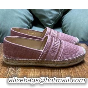 Fashion Dior Granville Espadrilles in Pink Metallic Thread Embroidered Cotton 2021 061141