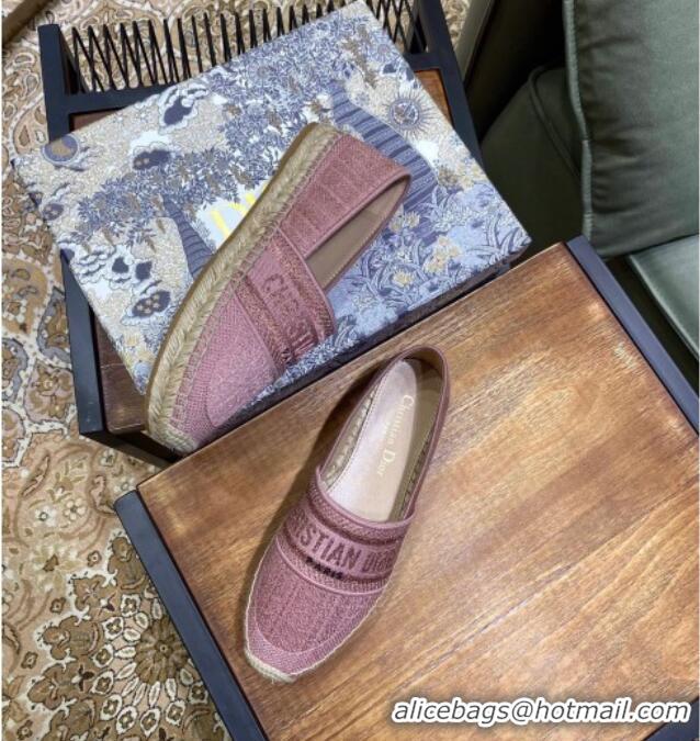 Fashion Dior Granville Espadrilles in Pink Metallic Thread Embroidered Cotton 2021 061141