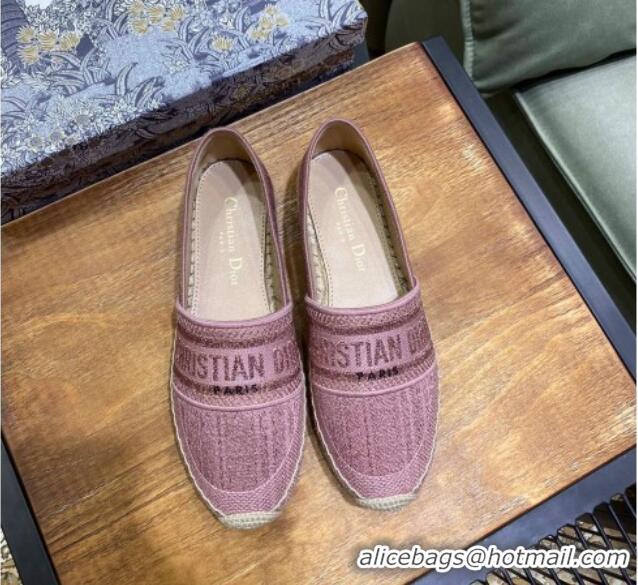 Fashion Dior Granville Espadrilles in Pink Metallic Thread Embroidered Cotton 2021 061141