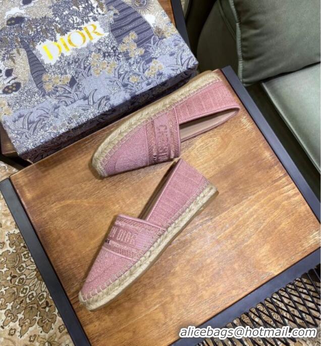 Fashion Dior Granville Espadrilles in Pink Metallic Thread Embroidered Cotton 2021 061141