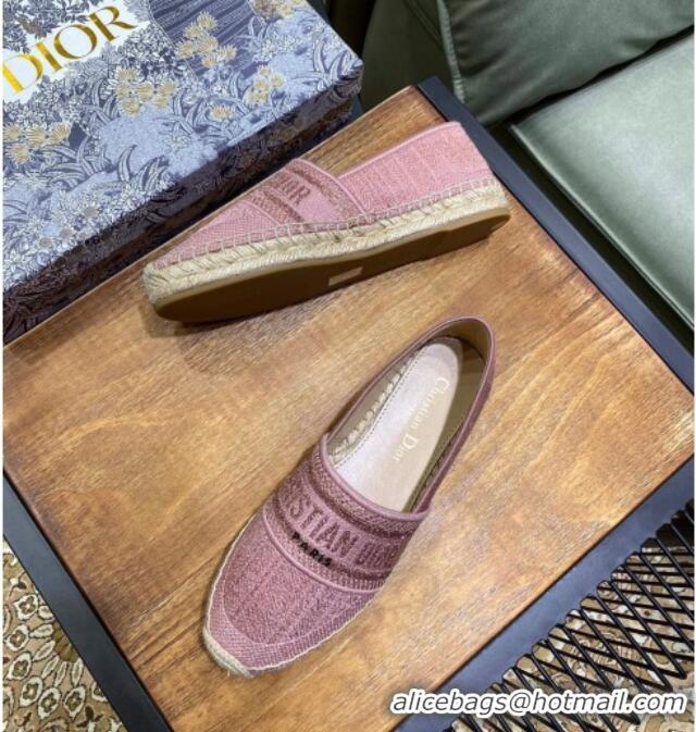 Fashion Dior Granville Espadrilles in Pink Metallic Thread Embroidered Cotton 2021 061141