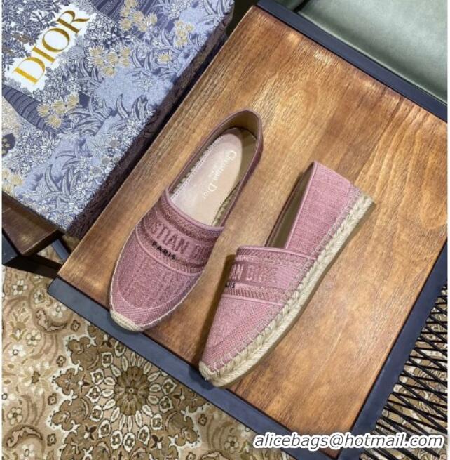 Fashion Dior Granville Espadrilles in Pink Metallic Thread Embroidered Cotton 2021 061141