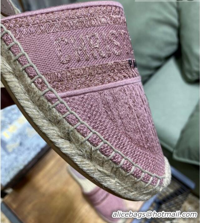 Best Price Dior Granville Espadrille Mules in Pink Metallic Thread Embroidered Cotton 061141