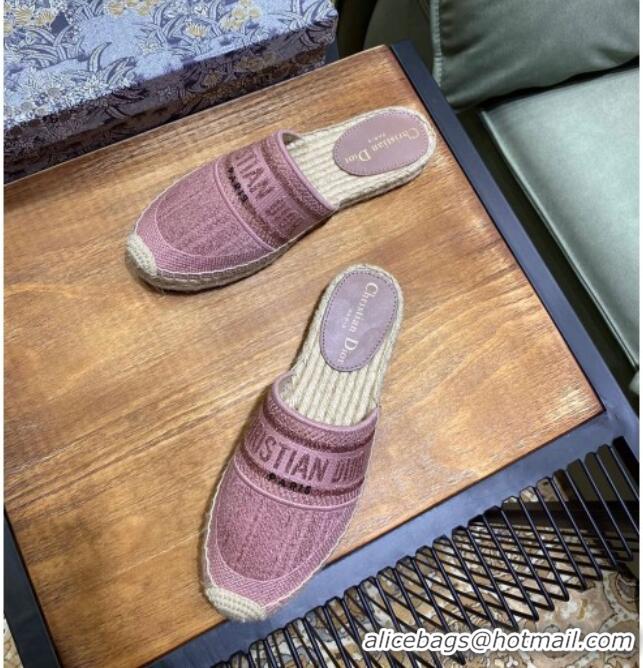 Best Price Dior Granville Espadrille Mules in Pink Metallic Thread Embroidered Cotton 061141