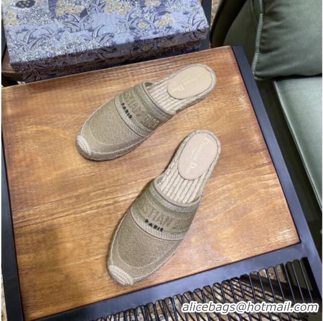 Popular Dior Granville Espadrille Mules in Gold Metallic Thread Embroidered Cotton 061143