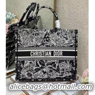 Top Design DIOR BOOK TOTE Black and white globe Embroidery M1286ZR