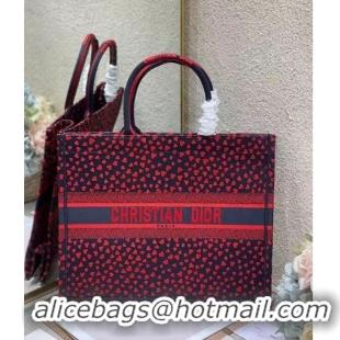 Famous Brand DIOR BOOK TOTE Navy Blue I Love Paris and Red Hearts Embroidery M1286ZR