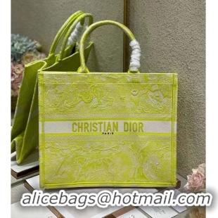 Famous Brand DIOR BOOK TOTE Lime Toile de Jouy Reverse Embroidery M1286ZR