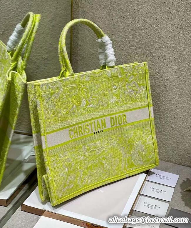 Famous Brand DIOR BOOK TOTE Lime Toile de Jouy Reverse Embroidery M1286ZR