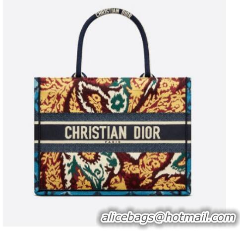 Cheap Price SMALL DIOR BOOK TOTE Blue Multicolor Dior Paisley Embroidery M1296ZJ