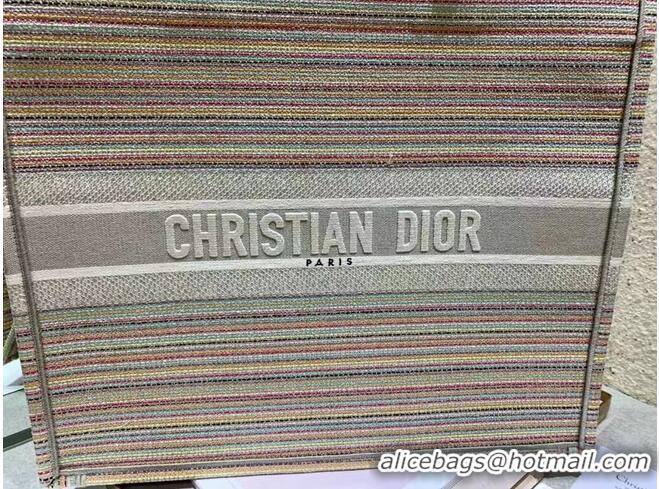 Cheap Price SMALL DIOR BOOK TOTE Multicolor Stripes Embroidery M1296ZRF