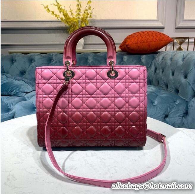 Famous Brand DIOR LADY BAG Pink Gradient Cannage Lambskin M0567 Pink