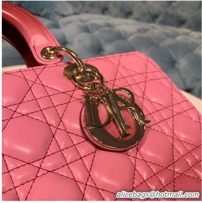 Famous Brand DIOR LADY BAG Pink Gradient Cannage Lambskin M0567 Pink