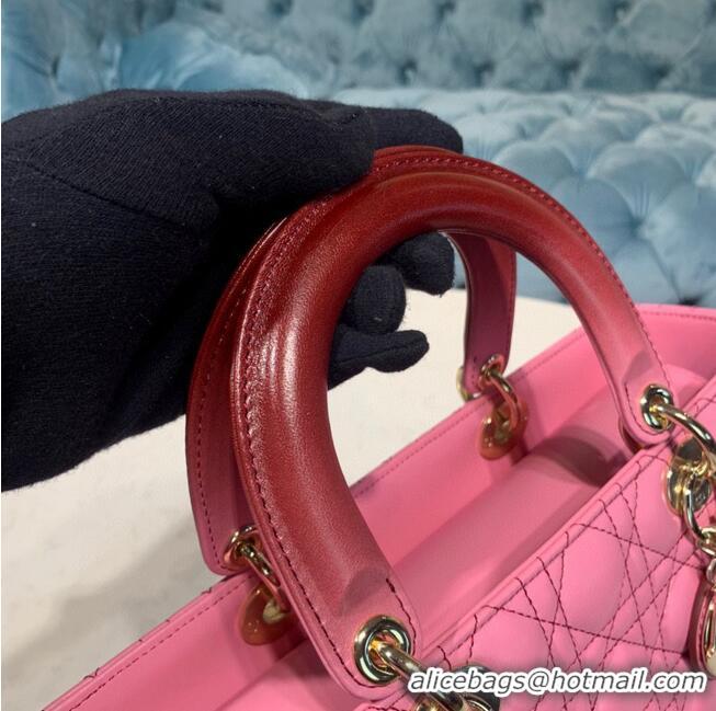 Famous Brand DIOR LADY BAG Pink Gradient Cannage Lambskin M0567 Pink