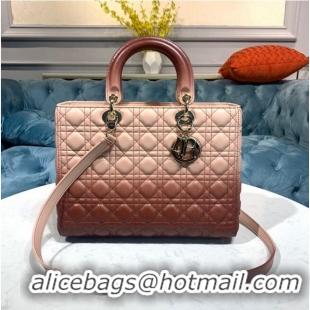 Top Quality DIOR LADY BAG Brown Gradient Cannage Lambskin M0567 Brown