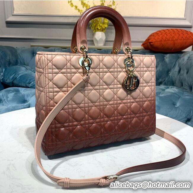 Top Quality DIOR LADY BAG Brown Gradient Cannage Lambskin M0567 Brown