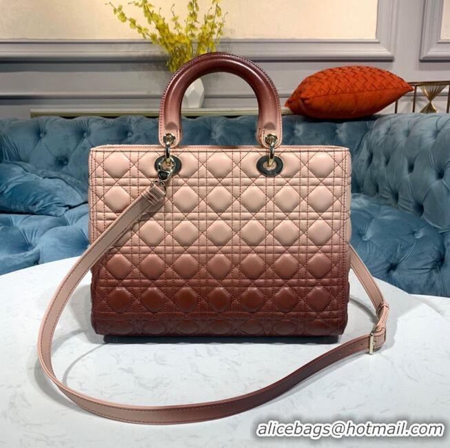 Top Quality DIOR LADY BAG Brown Gradient Cannage Lambskin M0567 Brown