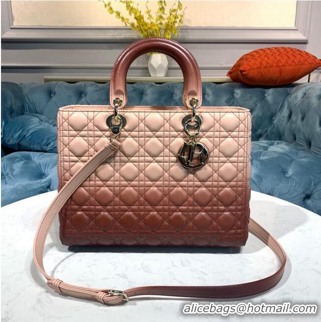 Top Quality DIOR LADY BAG Brown Gradient Cannage Lambskin M0567 Brown