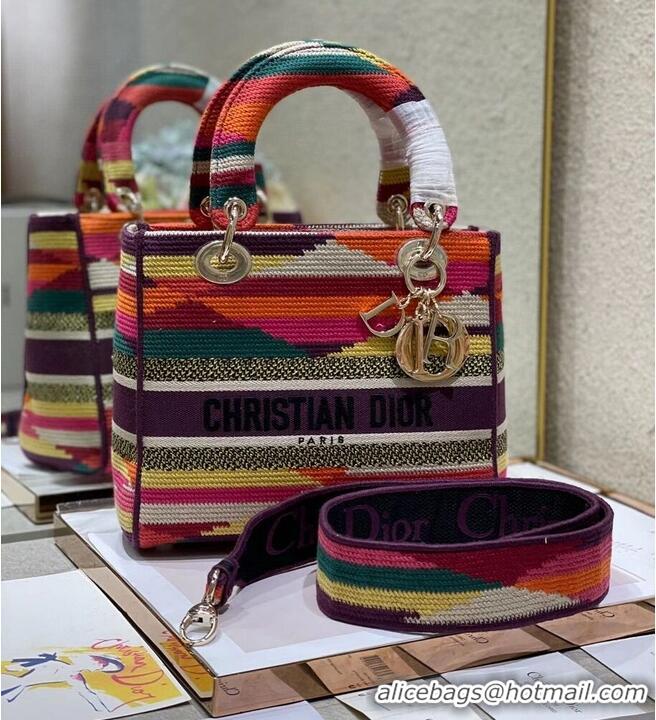 Promotional MEDIUM LADY D-LITE BAG Multicolor D-Stripes Embroidery M0565O