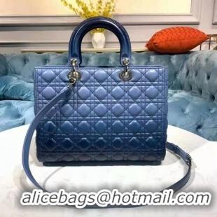 Top Design DIOR LADY BAG Blue Gradient Cannage Lambskin M0567 Blue