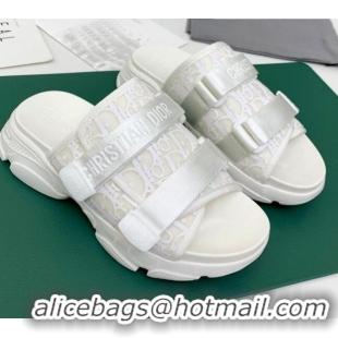 Good Quality Dior D-Wander Oblique Slide Sandals 061157 White