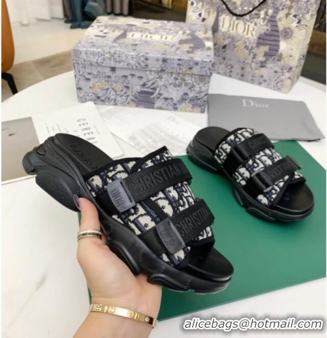 Discount Dior D-Wander Slide Sandals Dark Blue 061159