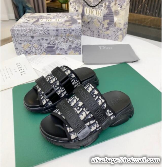 Discount Dior D-Wander Slide Sandals Dark Blue 061159