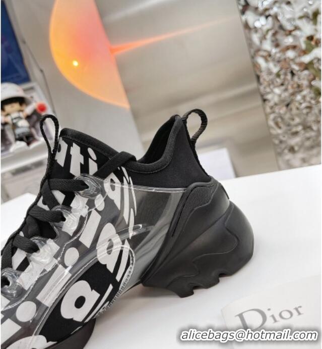 Top Quality Dior D-Connect Sneakers in Printed Reflective Technical Fabric 062192 Black 