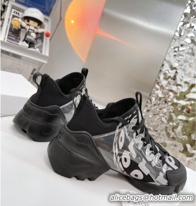 Top Quality Dior D-Connect Sneakers in Printed Reflective Technical Fabric 062192 Black 