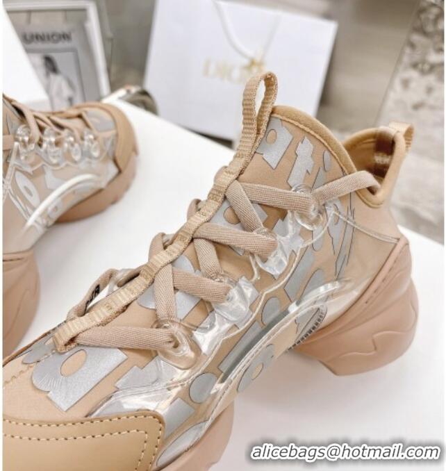 Most Popular Dior D-Connect Sneakers in Printed Reflective Technical Fabric 062192 Beige