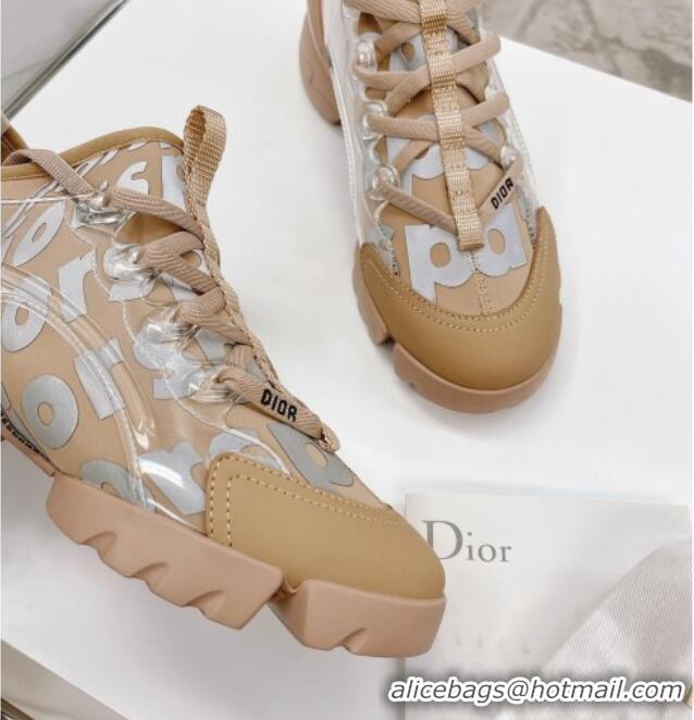 Most Popular Dior D-Connect Sneakers in Printed Reflective Technical Fabric 062192 Beige