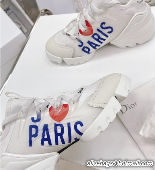 New Design Dior D-Connect Sneakers in Printed Fabric 062192 White