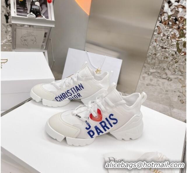 New Design Dior D-Connect Sneakers in Printed Fabric 062192 White