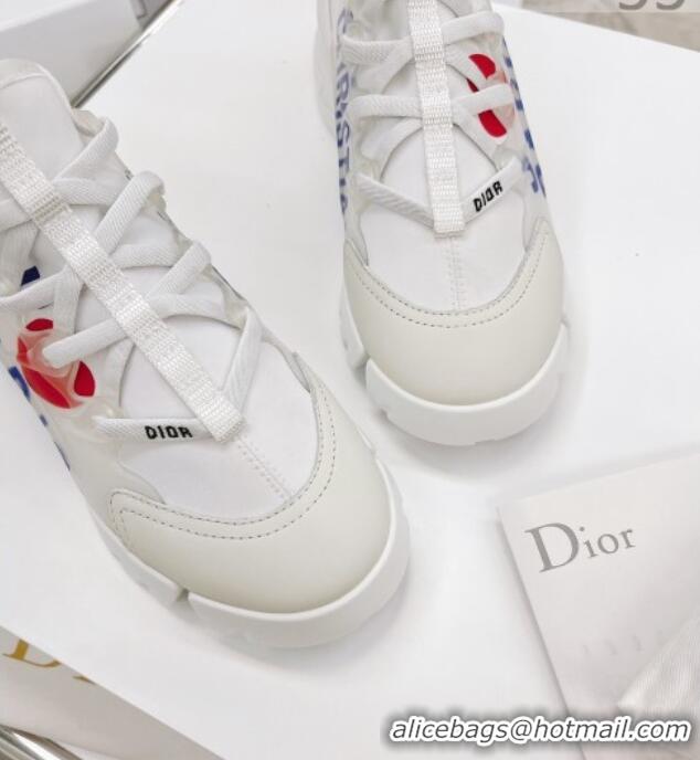 New Design Dior D-Connect Sneakers in Printed Fabric 062192 White