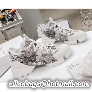 New Style Dior D-Connect Sneakers in Black and White Dior Around the World Technical Fabric 062196